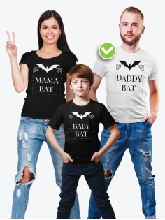 Футболки для всей семьи с крутым принтом "Летучие мыши"| Фэмили лук для семьи | Футболки Family Look