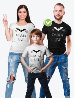 Футболки для всей семьи с крутым принтом "Летучие мыши"| Фэмили лук для семьи | Футболки Family Look