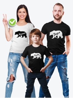 Семейные футболки с классным текстом Bear / Классная семейная одежда