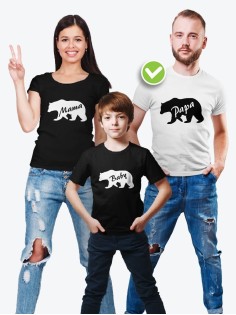 Семейные футболки с классным текстом Bear / Классная семейная одежда