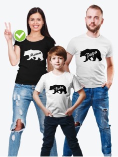 Семейные футболки с классным текстом Bear / Классная семейная одежда