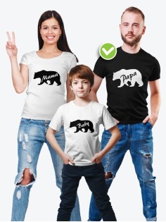 Семейные футболки с классным текстом Bear / Классная семейная одежда
