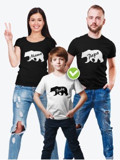 Семейные футболки с классным текстом Bear / Классная семейная одежда
