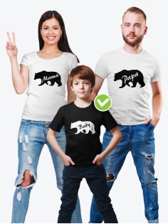 Семейные футболки с классным текстом Bear / Классная семейная одежда