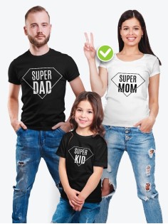 Семейные футболки с классным текстом Super family / Классная семейная одежда