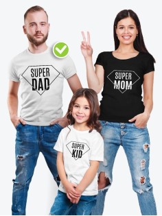 Семейные футболки с классным текстом Super family / Классная семейная одежда