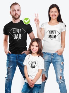 Семейные футболки с классным текстом Super family / Классная семейная одежда