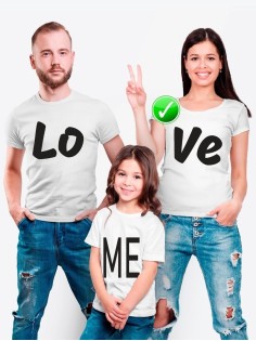 Футболки Фэмили Лук для мамы, дочки, папы, сына с принтом LO VE me | Family Look для всей семьи