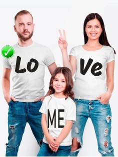 Футболки Фэмили Лук для мамы, дочки, папы, сына с принтом LO VE me | Family Look для всей семьи