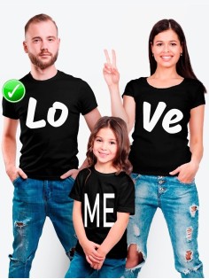 Футболки Фэмили Лук для мамы, дочки, папы, сына с принтом LO VE me | Family Look для всей семьи