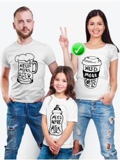 Футболка из комплекта Family Look Need more beer кружка | Футболки Фэмили Лук для всей семьи