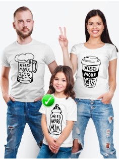 Футболка из комплекта Family Look Need more beer кружка | Футболки Фэмили Лук для всей семьи