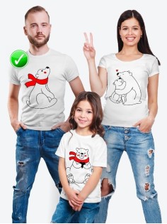 Футболки Фэмили Лук для мамы, дочки, папы, сына с принтом Мишки | Family Look для всей семьи