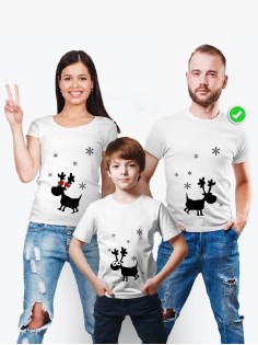 Футболки Family Look для всей семьи Олень и снежинки | Футболки Фэмили Лук