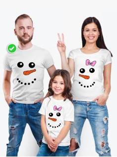 Футболка из комплекта Family Look Снеговики | Футболки Фэмили Лук для всей семьи в одном стиле.