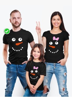 Футболка из комплекта Family Look Снеговики | Футболки Фэмили Лук для всей семьи в одном стиле.