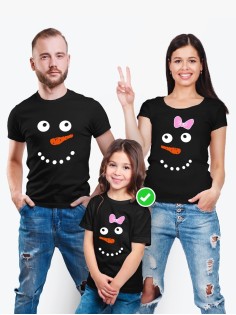 Футболка из комплекта Family Look Снеговики | Футболки Фэмили Лук для всей семьи в одном стиле