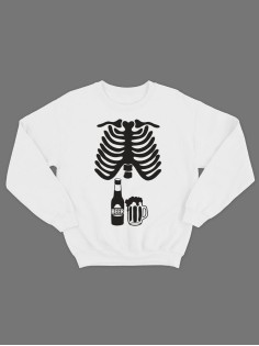 Прикольная толстовка без капюшона с принтом "Скелет" | Мужской оригинальной и стильный свитшот