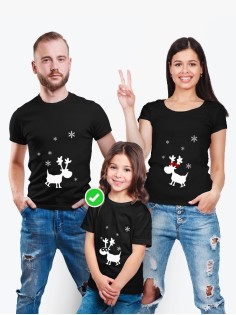 Футболки Family Look для всей семьи Олень и снежинки | Футболки Фэмили Лук