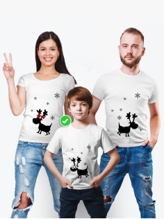 Футболки Family Look для всей семьи Олень и снежинки | Футболки Фэмили Лук