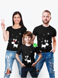 Футболки Family Look для всей семьи Олень и снежинки | Футболки Фэмили Лук