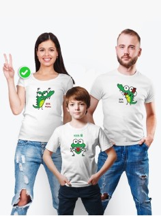Футболки Фэмили Лук для мамы, папы, сына с принтом Крокодилы / Family look для всей семьи
