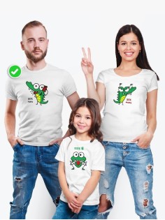 Футболки Фэмили Лук для мамы, папы, сына с принтом Крокодилы / Family look для всей семьи