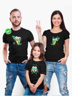 Футболки Фэмили Лук для мамы, папы, сына с принтом Крокодилы / Family look для всей семьи