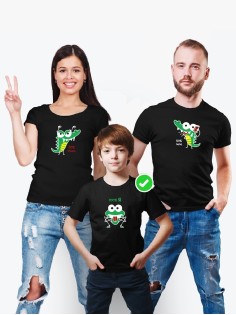 Футболки Фэмили Лук для мамы, папы, сына с принтом Крокодилы / Family look для всей семьи