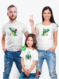 Футболки Фэмили Лук для мамы, папы, сына с принтом Крокодилы / Family look для всей семьи
