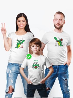 Футболки Фэмили Лук для мамы, папы, сына с принтом Крокодилы / Family look для всей семьи