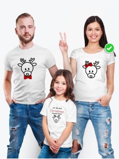 Футболки Family Look для всей семьи с принтом Рождественские олени/Фэмили Лук