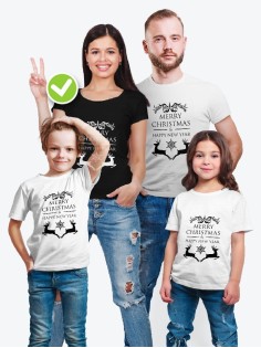 Футболки Family Look для всей семьи Merry Christmas & Happy New Year/Фэмили Лук