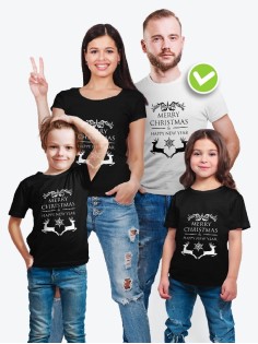Футболки Family Look для всей семьи Merry Christmas & Happy New Year/Фэмили Лук