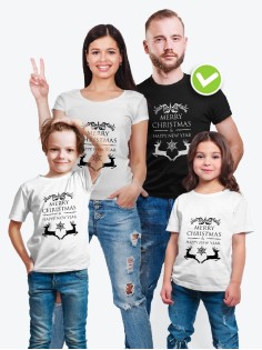 Футболки Family Look для всей семьи Merry Christmas & Happy New Year/Фэмили Лук