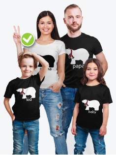 Футболки Фэмили Лук для мамы, дочки, папы, сына Медведи с шарфом / Family Look для всей семьи