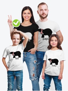 Футболки Фэмили Лук для мамы, дочки, папы, сына Медведи с шарфом / Family Look для всей семьи