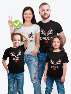 Футболки Фэмили Лук для мамы, дочки, папы, сына Носики & Рога / Family Look для всей семьи