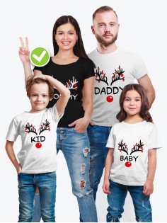 Футболки Фэмили Лук для мамы, дочки, папы, сына Носики & Рога / Family Look для всей семьи