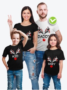 Футболки Фэмили Лук для мамы, дочки, папы, сына Носики & Рога / Family Look для всей семьи