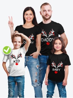 Футболки Фэмили Лук для мамы, дочки, папы, сына Носики & Рога / Family Look для всей семьи