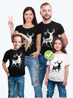 Футболка из комплекта Family Look Олени с надписью / Футболки Фэмили Лук в одном стиле
