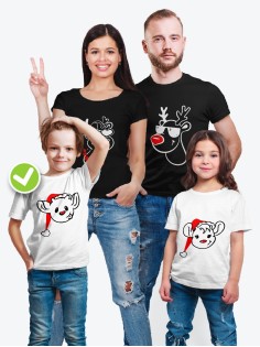 Футболка из комплекта Family Look Олени с принтом Смешные олени / Футболки Фэмили Лук в одном стиле