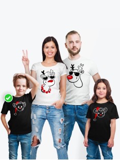 Футболка из комплекта Family Look Олени с принтом Смешные олени / Футболки Фэмили Лук в одном стиле
