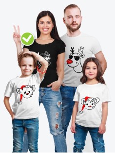 Футболка из комплекта Family Look Олени с принтом Смешные олени / Футболки Фэмили Лук в одном стиле