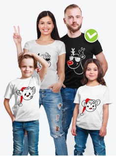 Футболка из комплекта Family Look Олени с принтом Смешные олени / Футболки Фэмили Лук в одном стиле