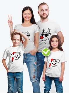 Футболка из комплекта Family Look Олени с принтом Смешные олени / Футболки Фэмили Лук в одном стиле