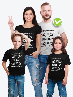Футболки Family Look для всей семьи Олени и узоры | Футболки Фэмили Лук