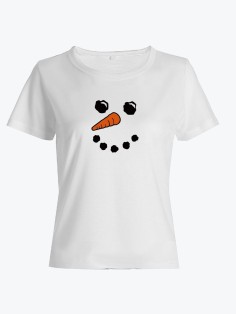 Прикольная футболка с принтом Лицо снеговика | Женская оригинальная и стильная футболка