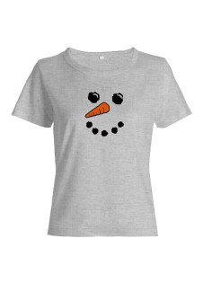 Прикольная футболка с принтом Лицо снеговика | Женская оригинальная и стильная футболка